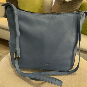 Periwinkle blue American Leather Co leather crossbody bag